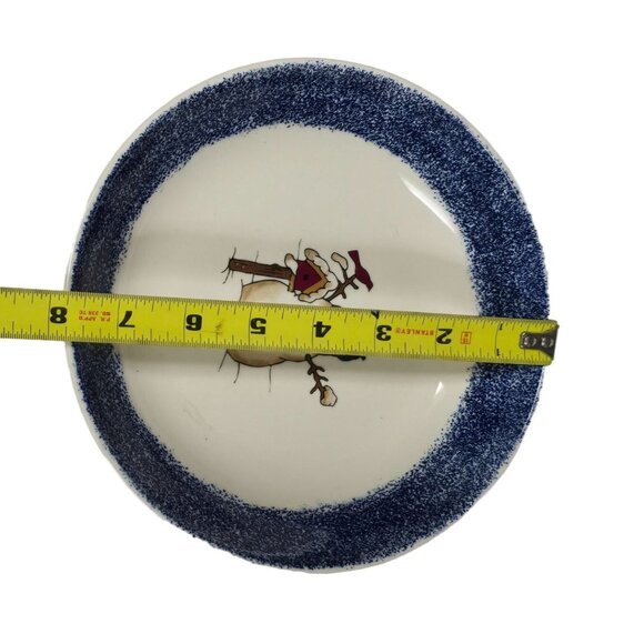 Vintage Christmas Meiwa Snowman Bowl 8" Ceramic Holiday Dinnerware - Picture 6 of 6